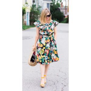 NWOT J. Crew Women's Postcard Print Ruffle Popover Blouse‎ Size 00 Multicolor